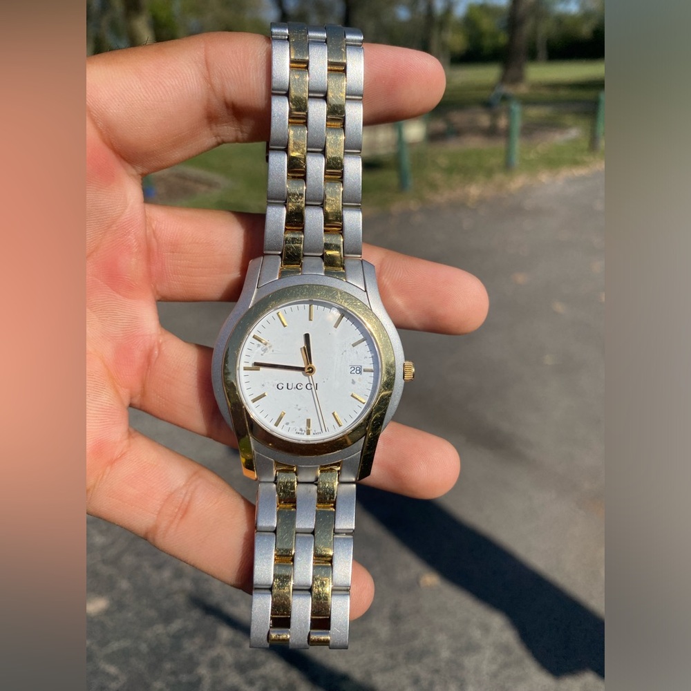 Stainless steel/gold plated 5500 XL Gucci watch